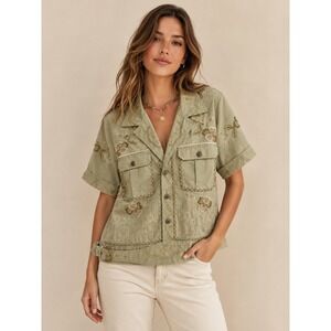 Double RL RRL Ralph Lauren Size 5 Utility Shirt Embroidered Olive Green NW